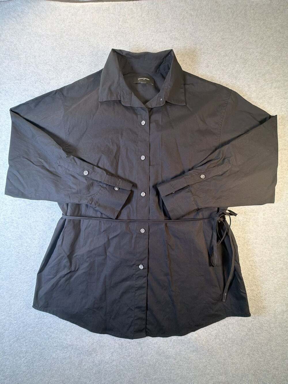 Banana Republic Black Long Sleeve Button-Up Shirt with Waist Tie Size S